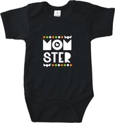 Rompertjes baby met tekst - Monster - Romper zwart - Maat 62/68