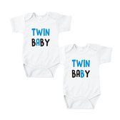 Rompertjes baby met tekst - Twin Baby - Romper wit - Maat 74/80