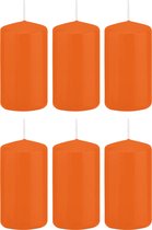6x Oranje cilinderkaarsen/stompkaarsen 5 x 10 cm 23 branduren - Geurloze kaarsen oranje - Woondecoraties