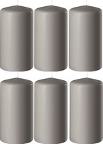 8x Zandgrijze cilinderkaarsen/stompkaarsen 6 x 12 cm 45 branduren - Geurloze kaarsen zandgrijs - Woondecoraties