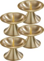 4x Luxe metalen kaarsenhouders goud voor stompkaarsen van 7-8 cm - Stompkaarshouder -  Kaarshouder/kaarsen standaard - Kandelaar voor stompkaarsen - Woonaccessoires