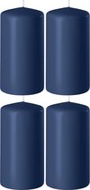 4x Donkerblauwe cilinderkaarsen/stompkaarsen 6 x 12 cm 45 branduren - Geurloze kaarsen donkerblauw - Woondecoraties