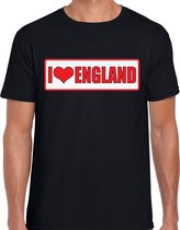 I love England / Engeland landen t-shirt met bordje in de kleuren van de Engelse vlag - zwart - heren -  Engeland landen shirt / kleding - EK / WK / Olympische spelen outfit L