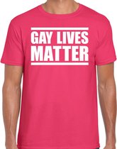 Gay lives matter anti homo discriminatie t-shirt fuchsia roze voor heren S