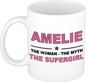 Amelie The woman, The myth the supergirl cadeau koffie mok / thee beker 300 ml