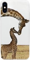 ADEL Siliconen Back Cover Softcase Hoesje Geschikt voor iPhone XS/ X - Giraffe Familie