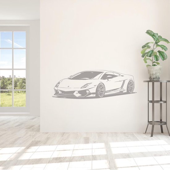 Muursticker Sportcar - Zilver - 120 x 41 cm - baby en kinderkamer - voertuig alle muurstickers woonkamer baby en kinderkamer