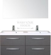 Muursticker Wash Your Hands Mom Said So - Lichtgrijs - 22 x 10 cm - keuken engelse teksten toilet