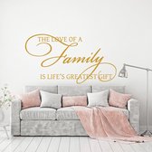 Muursticker The Love Of A Family Is Life's Greatest Gift -  Goud -  160 x 87 cm  -  alle muurstickers  woonkamer  engelse teksten - Muursticker4Sale