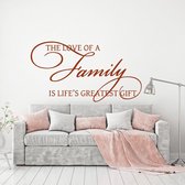Muursticker The Love Of A Family Is Life's Greatest Gift -  Bruin -  120 x 65 cm  -  alle muurstickers  woonkamer  engelse teksten - Muursticker4Sale