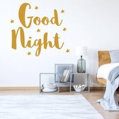 Muursticker Good Night Ster -  Goud -  89 x 80 cm  -  engelse teksten  slaapkamer  alle - Muursticker4Sale