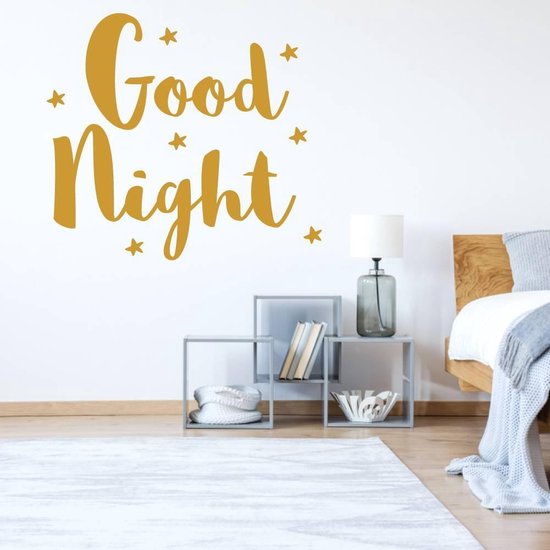 Muursticker Good Night Ster - Goud - 89 x 80 cm - slaapkamer alle