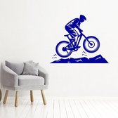 Muursticker Mountainbike -  Donkerblauw -  60 x 49 cm  -  alle muurstickers  slaapkamer  woonkamer  baby en kinderkamer - Muursticker4Sale