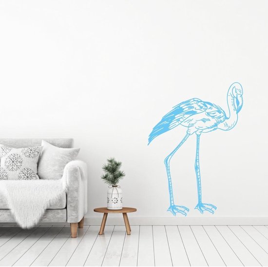 Muursticker Flamingo - Lichtblauw - 85 x 120 cm - baby en kinderkamer - muursticker dieren alle muurstickers woonkamer baby en kinderkamer
