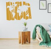 Muursticker Wereldkaart -  Goud -  80 x 60 cm  -  alle muurstickers  slaapkamer  woonkamer - Muursticker4Sale