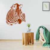 Muursticker Zebra -  Bruin -  60 x 68 cm  -  slaapkamer  woonkamer  alle muurstickers  dieren - Muursticker4Sale