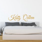 Muursticker Her King - His Queen -  Goud -  80 x 21 cm  -  alle muurstickers  slaapkamer  engelse teksten - Muursticker4Sale