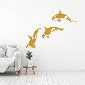 Muursticker Orka's -  Goud -  60 x 44 cm  -  woonkamer  alle muurstickers  slaapkamer  baby en kinderkamer  dieren - Muursticker4Sale