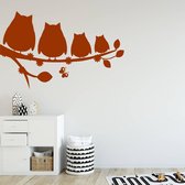 Muursticker Uilen Op Tak -  Bruin -  100 x 64 cm  -  baby en kinderkamer  slaapkamer  alle muurstickers  dieren - Muursticker4Sale