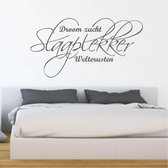 Muursticker Slaaplekker Droom Zacht Welterusten - Donkergrijs - 80 x 41 cm - slaapkamer alle