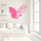 Muursticker Vliegende Vlinders -  Roze -  100 x 82 cm  -  alle muurstickers  baby en kinderkamer  slaapkamer  woonkamer  dieren - Muursticker4Sale