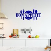 Muursticker Bon Appetit Met Bestek -  Donkerblauw -  160 x 71 cm  -  alle muurstickers  keuken - Muursticker4Sale