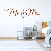 Muursticker Mr & Mrs Hart -  Bruin -  160 x 41 cm  -  engelse teksten  slaapkamer  alle - Muursticker4Sale