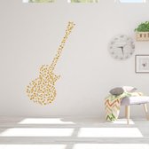 Muursticker Gitaar En Muzieknoten - Goud - 27 x 80 cm - alle muurstickers slaapkamer woonkamer