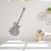 Muursticker Gitaar En Muzieknoten -  Lichtbruin -  54 x 160 cm  -  alle muurstickers  slaapkamer  woonkamer - Muursticker4Sale