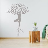 Muursticker Yoga Boom - Zilver - 70 x 100 cm - alle muurstickers woonkamer