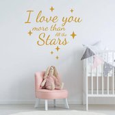 Muursticker I Love You More Than All The Stars -  Goud -  80 x 93 cm  -  engelse teksten  baby en kinderkamer  alle - Muursticker4Sale