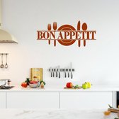 Muursticker Bon Appetit Met Bestek - Bruin - 80 x 35 cm - alle muurstickers keuken