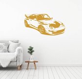 Muursticker Sportwagen 2 -  Goud -  160 x 86 cm  -  slaapkamer  woonkamer  baby en kinderkamer  alle - Muursticker4Sale