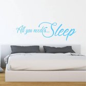 Muursticker All You Need Is Sleep - Bleu clair - 80 x 24 cm - Chambre à coucher avec textes anglais - Sticker mural