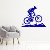 Muursticker Mountainbike -  Donkerblauw -  100 x 82 cm  -  alle muurstickers  slaapkamer  woonkamer  baby en kinderkamer - Muursticker4Sale