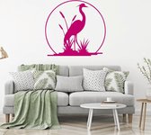 Muursticker Kraanvogel -  Roze -  80 x 73 cm  -  alle muurstickers  woonkamer  dieren - Muursticker4Sale