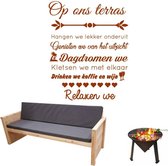Muursticker Op Ons Terras -  Bruin -  60 x 76 cm  -  nederlandse teksten  tuin  alle - Muursticker4Sale