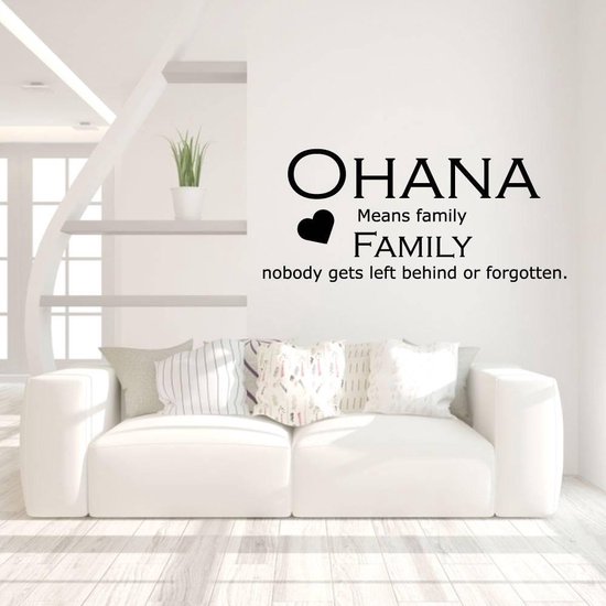 Muursticker Ohana Means Family Nobody Gets Left Behind Or Forgotten - Groen - 160 x 69 cm - taal - engelse teksten woonkamer alle