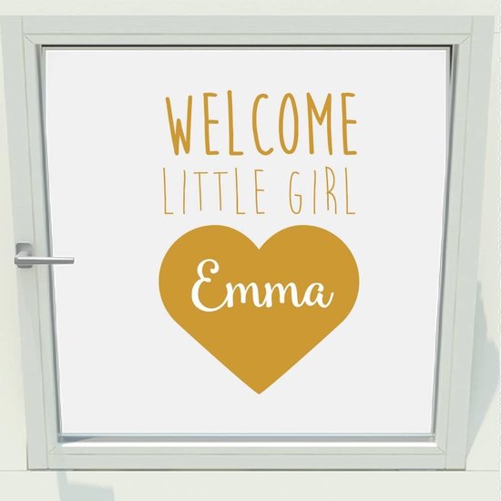 Geboorte Sticker Welcome Little Girl Met Naam - Goud - 40 x 61 cm - raam en deurstickers - raamsticker geboorte alle