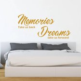 Muursticker Memories Dreams -  Goud -  160 x 72 cm  -  slaapkamer  engelse teksten  woonkamer  alle - Muursticker4Sale