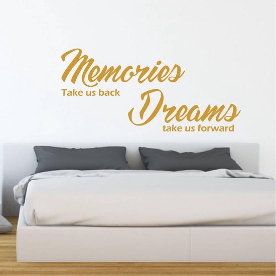 Muursticker Memories Dreams - Goud - 160 x 72 cm - slaapkamer woonkamer alle