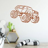 Muursticker Monster Truck -  Bruin -  100 x 63 cm  -  baby en kinderkamer  alle - Muursticker4Sale