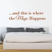 Muursticker This Is Where The Magic Begins -  Bruin -  80 x 21 cm  -  slaapkamer  engelse teksten  alle - Muursticker4Sale