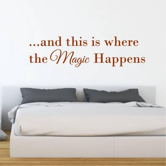 Muursticker This Is Where The Magic Begins - Bruin - 80 x 21 cm - slaapkamer alle