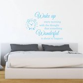 Muursticker Wake Up Wonderful -  Lichtblauw -  100 x 73 cm  -  slaapkamer  engelse teksten  alle - Muursticker4Sale