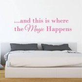 Muursticker This Is Where The Magic Begins -  Roze -  160 x 42 cm  -  slaapkamer  engelse teksten  alle - Muursticker4Sale