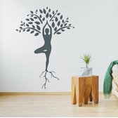 Muursticker Yoga Boom - Donkergrijs - 42 x 60 cm - woonkamer