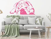 Muursticker Bulldog -  Roze -  160 x 92 cm  -  slaapkamer  woonkamer  alle muurstickers  dieren - Muursticker4Sale