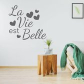 Muursticker La Vie Est Bella - Donkergrijs - 44 x 40 cm - franse teksten