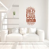 Muursticker Life Is A Journey Enjoy The Ride Met Busje -  Bruin -  160 x 80 cm  -  slaapkamer  woonkamer  alle - Muursticker4Sale